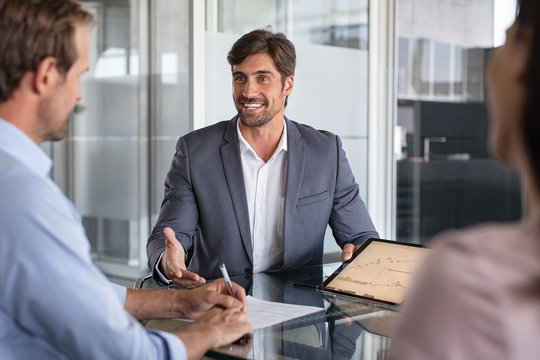 Advisor talking to clients